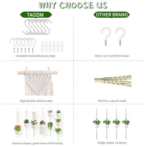 Macrame Plant Hangers, 6Pack Hanging Plant Holders Indoor, Ivory - color: Ivory