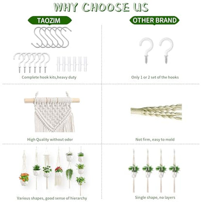 Macrame Plant Hangers, 6Pack Hanging Plant Holders Indoor, Ivory - color: Ivory