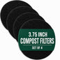 3.75 Inch Charcoal Compost Bin Filter - 4 Pack Countertop Replacement Set 3.75 Inch Round Activated Charcoal Filters, Four Pack, Drop in Replacement, Odor Control, Countertop Bin, Kitchen Use