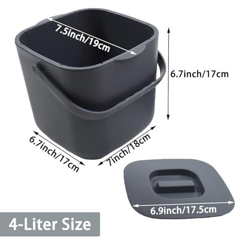 4-Liter Kitchen Compost Bin, Dark Gray - color: Gray