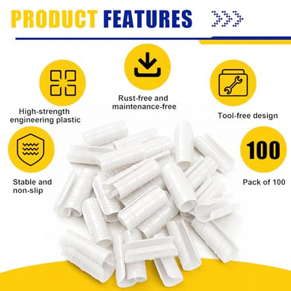 100 Pcs 1 Inch Greenhouse Clips, 25mm White Plastic Clamp Garden Buildings Frame Snap PVC Pipe Tube Clips for Greenhouse Films Sunshade Nets Row Covers Shelters Fixing, Farming, Gardening - color: White, size: 1 Inch