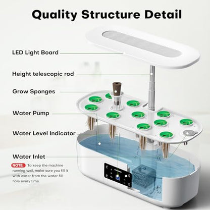 Ahopegarden Hydroponics Growing System: 12 Pods with Touch Control Panel - color: Ivory White