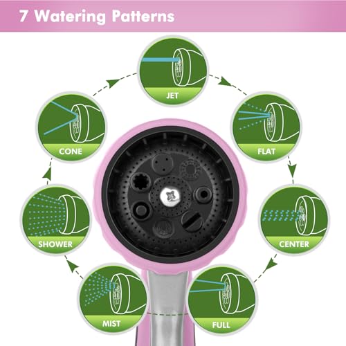 RESTMO Heavy Duty Metal Hose Wand, Watering Wand for Garden Hose - color: Pink