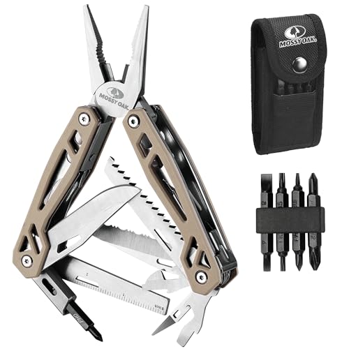MOSSY OAK 21-in-1 Multitool, Stainless Steel Pliers with Pocket Knife - color: 22-in-1, Desert