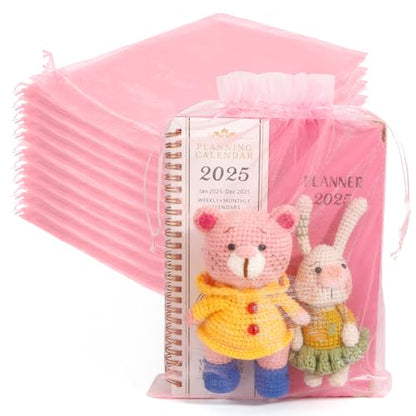 Diueoly Pink Organza Bags, Mesh Drawstring 8x12 Inch, 50PCS, Wedding Gift Bags, Party Favor Bags, Fruit Protection Bags - color: pink