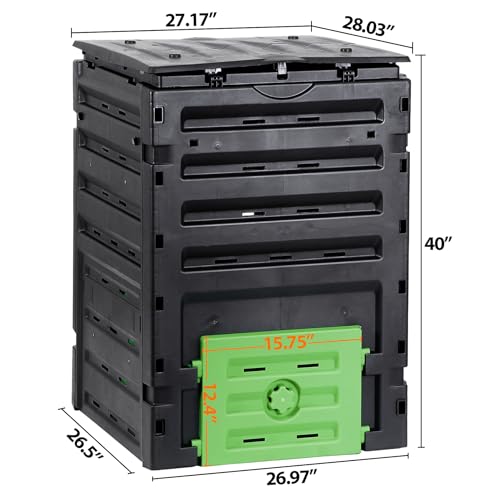 120 Gallon (450L) BPA Free Garden Compost Bin - Easy Assembly, Aerating Outdoor Compost Box for Fast Fertile Soil Creation - size: 120 Gallon
