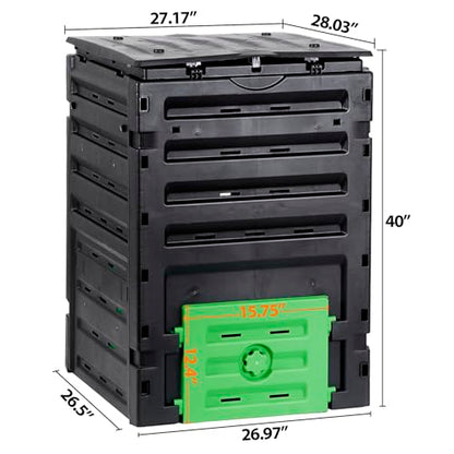 120 Gallon (450L) BPA Free Garden Compost Bin - Easy Assembly, Aerating Outdoor Compost Box for Fast Fertile Soil Creation - size: 120 Gallon