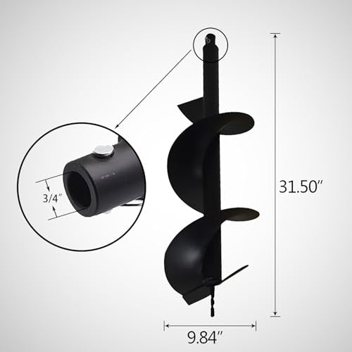 10 Inch Auger Bit Pneumatic Column Fence Digger Soil Drill Bit 10 Inch Ball Bed Digging Pile Hole Planting Tool for Inside Diameter 3/4 Inch Shaft - size: 10 Inch