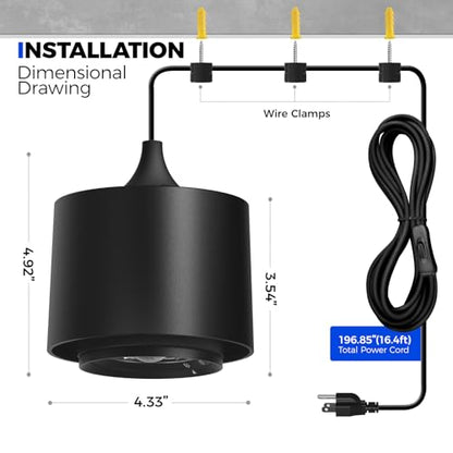 Barrina TR40 Hanging Plant Lights for Indoor Plant, 40W 5000K Full Spectrum - color: 5000K-Black