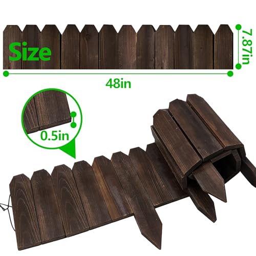 Wooden Garden Edging, Decorative Wood Fence Border Landscape Edging for Flower Bed Barrier Yard Lawn Pathway Tree, 7.9" H x 48" L (1 Pack) - style: 1pcs