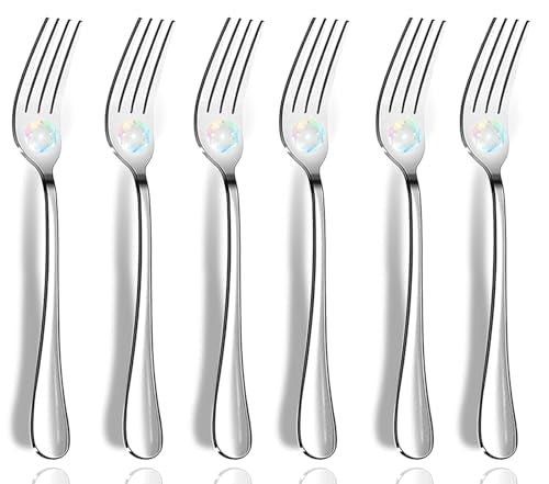 Dinner Forks, Set of 6 Top Food Grade Stainless Steel Silverware Forks, Flatware Set,8 Inches, Mirror Finish & Dishwasher Safe, New Apartment Essentials Cutlery Set - color: Silver, size: 6pcs