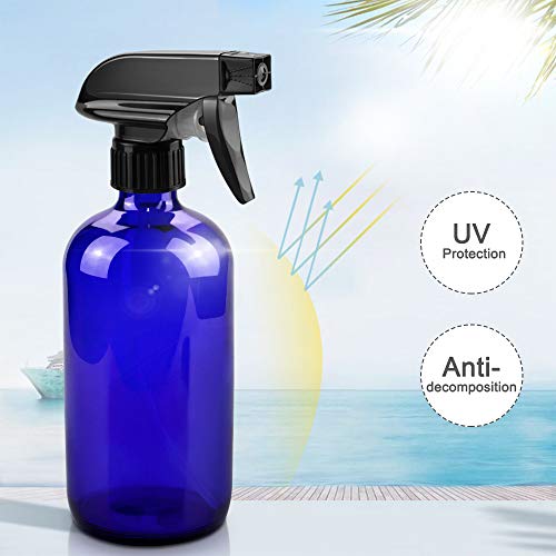 Glass Spray Bottles for Cleaning - 16 oz Refillable Spray Bottles for Hair - color: Blue