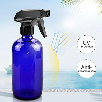 Glass Spray Bottles for Cleaning - 16 oz Refillable Spray Bottles for Hair - color: Blue