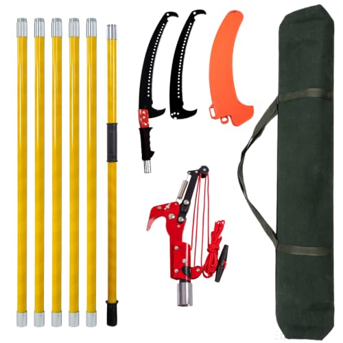 30FT Manual Pole Saw for Tree Trimming, Extendable Tree Pruner