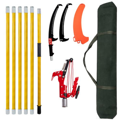 30FT Manual Pole Saw for Tree Trimming, Extendable Tree Pruner