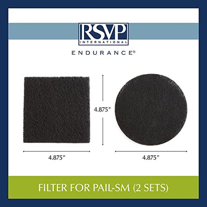 RSVP International Charcoal Compost Bin Filter 2-Piece Set Helps Keep Kitchen Smelling Fresh, Replacement - 1 Gallon Bin/Pail - size: Filter Replacement, 2-Piece, 0.5-Gallon