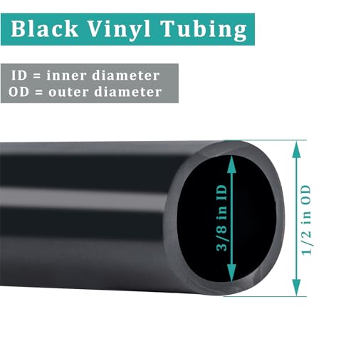 Black Vinyl Tubing 3/8” id - 100 Ft PVC Flexible Plastic Irrigation Hose - size: ID 3/8 INCH, style: 100 Feet