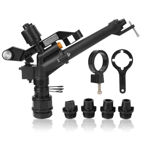 Rocking Arm Sprinklers for Farm Agriculture with Nozzle Set, 1.5in DN40 to 1in DN25 Female Thread Adjustable 360 Degree Rotating Sprinklers Watering Sprinkler for Yard Lawn and Grass Irrigation