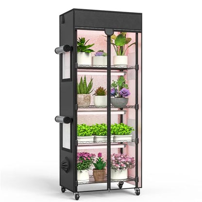 Indoor Greenhouse with Grow Light with 96W, 5 Tier 23.2" L×13.3" W×61.3" H