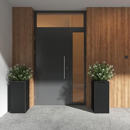 Metal Planter Box for Outdoor 14"x14"x30" Tall Metal Outdoor Planters Box - color: Black