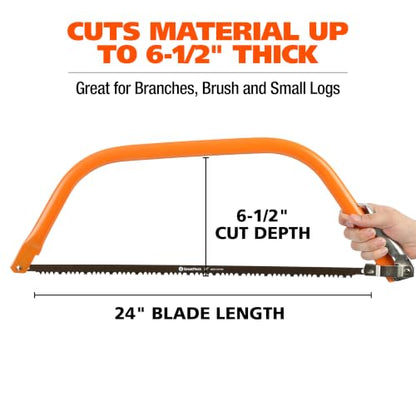 GreatNeck 24 Inch Bow Saw for Brush Clearing and Dry Wood Cutting - size: 24 Inch, style: Saw