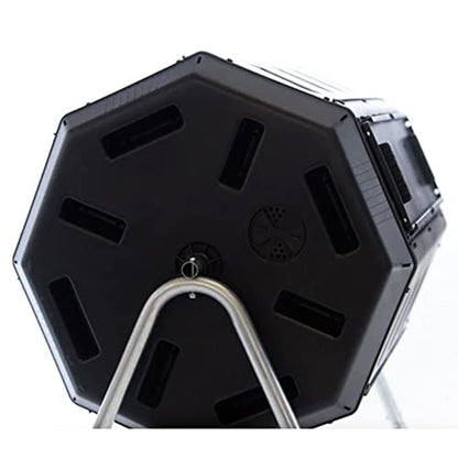 FCMP Outdoor Dual-Chamber Tumbling Composter with Wheels, Black, 37 Gallon