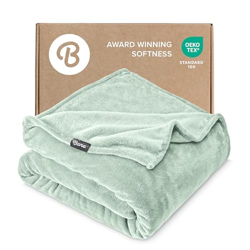Bare Home Fleece Blanket Luxury Microplush (Full/Queen, Spring Mint) - color: 14 - Spring Mint, size: Full/Queen