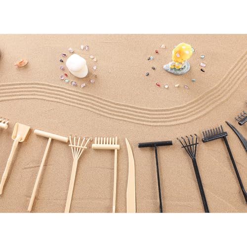 6pcs Mini Zen Garden Rake Tool, DIY Sand Zen Garden Tools for Office, Elegant Zen Garden Tools, Meditation Rock Sand Garden Accessories(Black)