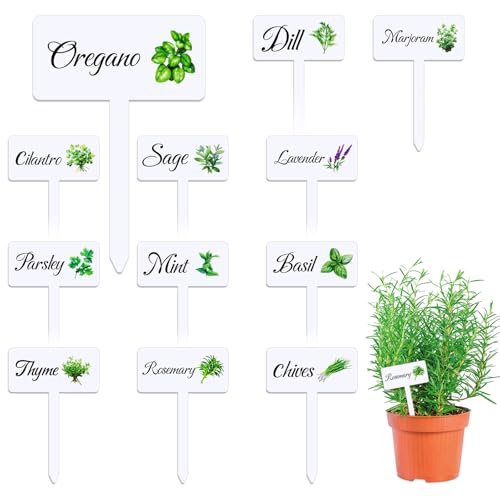 24 Pcs Acrylic Herb Garden Signs Plant Labels Waterproof Reusable Plant Tags with Names for Seedlings Nursery Outdoor Indoor Garden Permanet Labels Markers - color: Acrylic