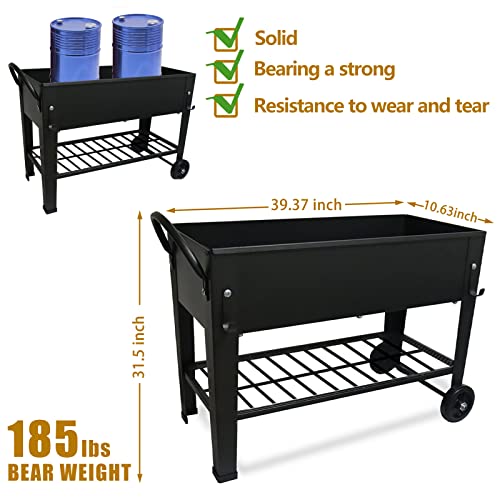 aboxoo Large Elevate 32" H Metal Raised Garden Bed with Wheels Legs Outdoor