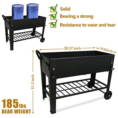 aboxoo Large Elevate 32" H Metal Raised Garden Bed with Wheels Legs Outdoor