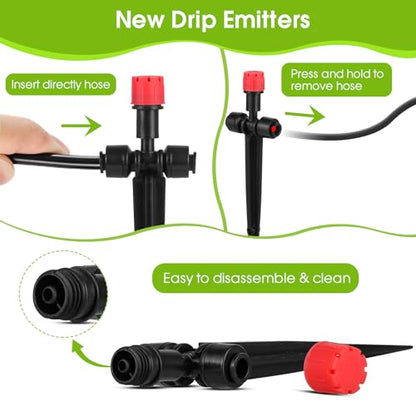 25Pcs Drip Irrigation Emitters – 8-Hole Adjustable Flow for 1/4" Tubing - color: Red