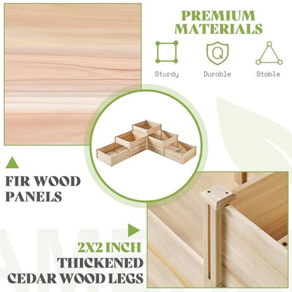SPECRAFT 3-Tier Raised Garden Bed, Adjustable Fir Wood Planter Box - size: 7.7 x 7.5 x 2.36 FT