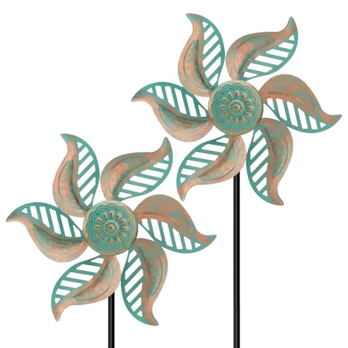 2 Pack Wind Spinners Outdoor Metal Vintage Green, Waterproof Wind - color: Type 36