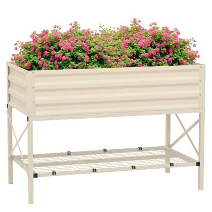 Outsunny Raised Garden Bed with Galvanized Steel Frame, Cream - color: Cream White