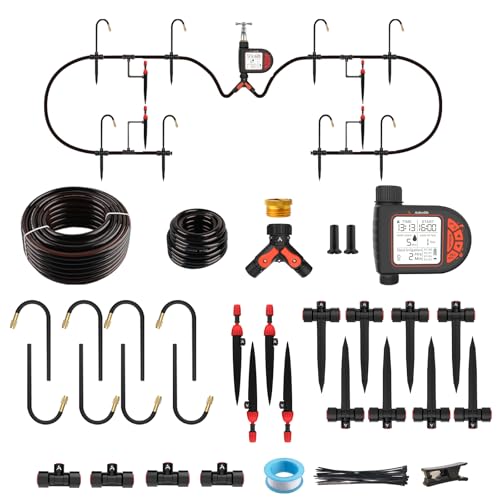 Anleolife 82.4FT Automatic Drip Irrigation System Kit with Water Timer - style: 82.4FT Automatic Kit