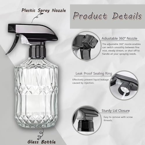 Clear Glass Handheld Spray Bottle, 2pack - color: Clear