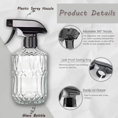 Clear Glass Handheld Spray Bottle, 2pack - color: Clear