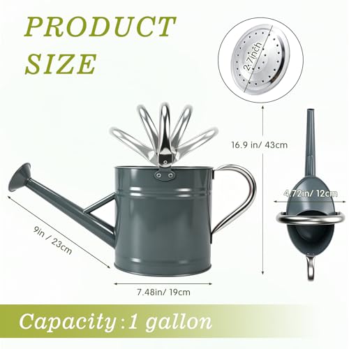 1 Gallon Watering Can for Outdoor&Indoor Plants，Gray - color: Gray