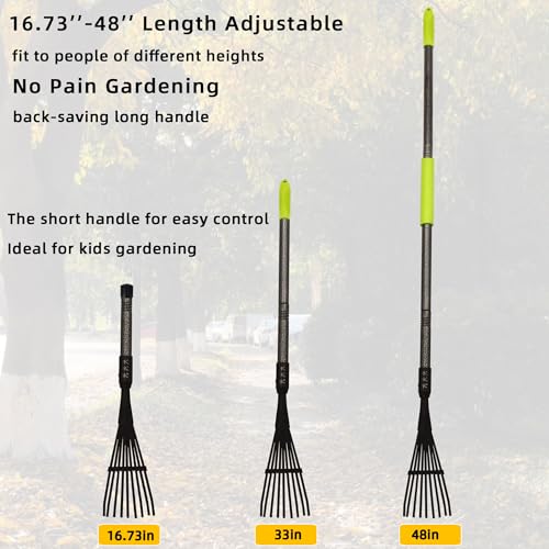 Garden Rake for Leaves, 48" Metal Leaf Rake with Soft Foam Grip