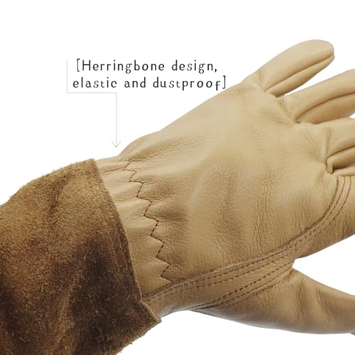 [Clearance promotion] Long Gardening Gloves for Women/Men-Thorn Proof Rose Pruning Gloves, Leather work Gauntlet - size: Large