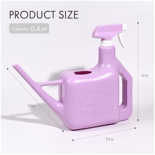 PETAL & FLOW Spray Sprinkler 2-in-1 Watering Can & Plant Mister Spray Bottle for Indoor & Outdoor Plants, 0.4 Gal (1.6L) (Lilac Purple) - color: Lilac Purple