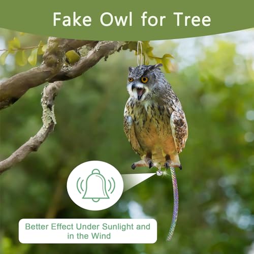 2Pcs Flat Plastic Owl to Scare Woodpecker from House - color: Grey Brown 2pcs