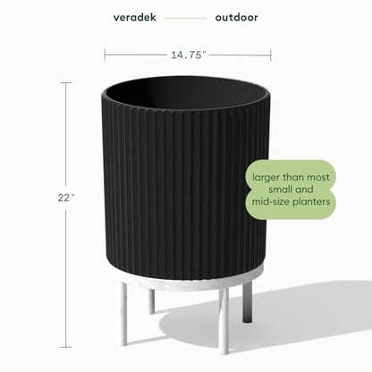 Veradek Demi Series Raised Planter - Round Planter with Stand - color: Black/White, size: 16 inch - 2 Pack