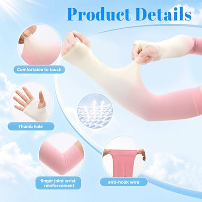 JATEBI 12 Pairs UV Sun Protection Arm Sleeves for Women, Gradient Color