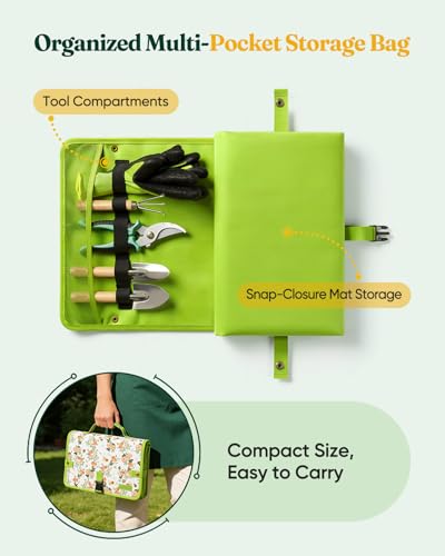 Grenebo 7-Piece Garden Tool Set with Plant Repotting Mat