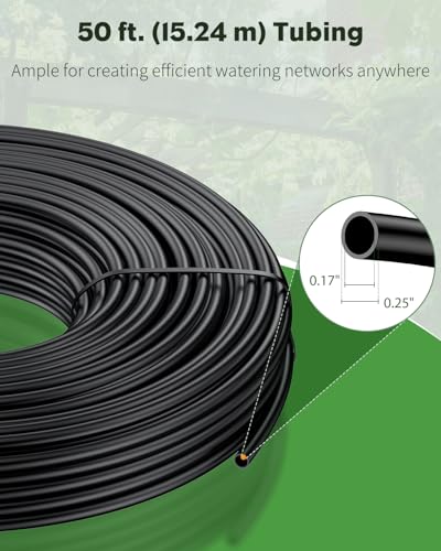 Pawfly 50 ft. 1/4 Drip Irrigation Tubing, Black Drip Irrigation Hose Roll, Polyethylene Drip Irrigation Line for Garden Watering, Blank Distribution Tubing for Drip Irrigation System - size: 50 FT 1/4" PE Drip Irrigation Tubing