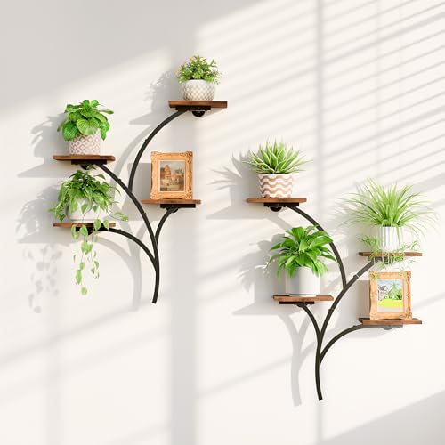 2 Pack Wall Mounted Plant Holder, 8-Tier Wall Planters for Indoor Plants