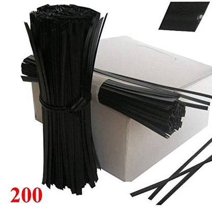 Weststone - 200pcs Heavy Duty (Wire#23) Plastic Twist Ties - 200 Black 8" - color: 200 Black 8"