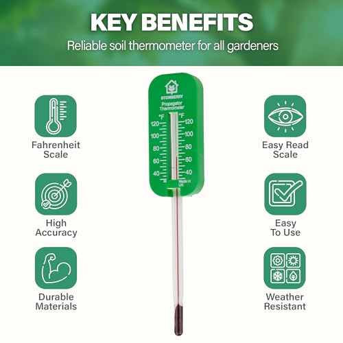 Greenhouse Soil Thermometer – Durable Probe for Measuring Soil Temperature in Gardens, Propagators, Seeds, and Plants